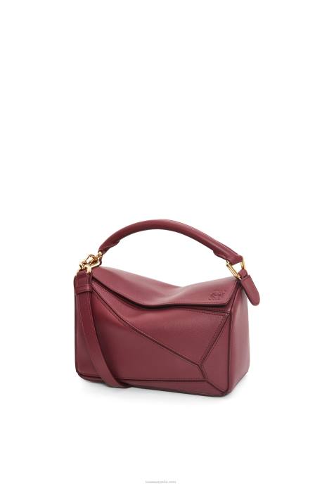 Loewe mujer bolso puzzle pequeño de piel de becerro clásica LP64544 baya silvestre