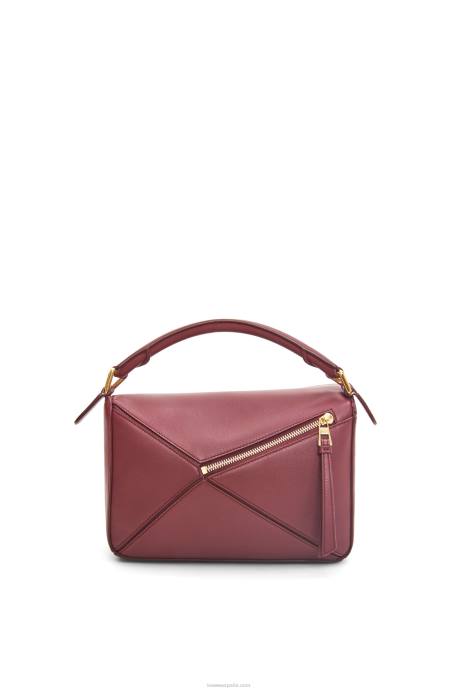 Loewe mujer bolso puzzle pequeño de piel de becerro clásica LP64544 baya silvestre