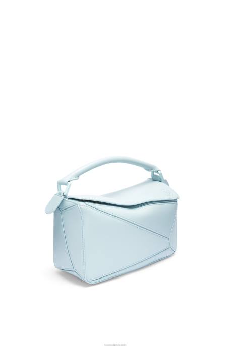 Loewe mujer bolso puzzle pequeño de piel de becerro satinada LP64459 aguamarina