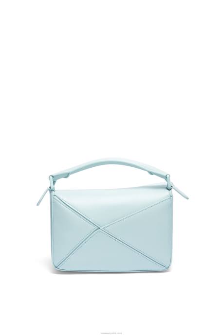 Loewe mujer bolso puzzle pequeño de piel de becerro satinada LP64459 aguamarina
