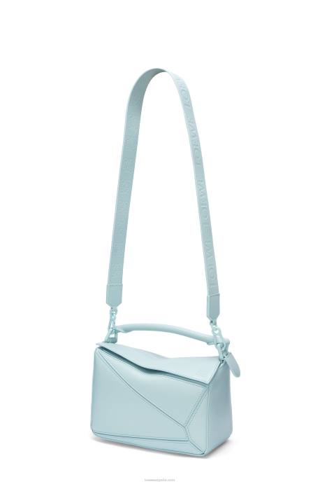 Loewe mujer bolso puzzle pequeño de piel de becerro satinada LP64459 aguamarina