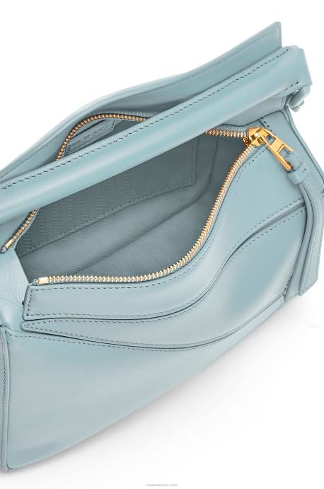 Loewe mujer bolso puzzle pequeño de piel de becerro satinada LP64459 aguamarina