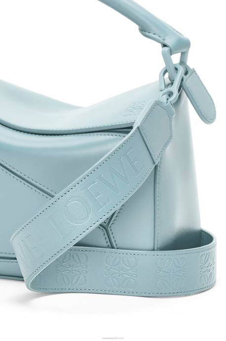 Loewe mujer bolso puzzle pequeño de piel de becerro satinada LP64459 aguamarina