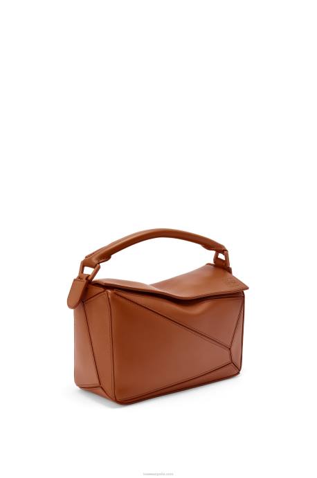 Loewe mujer bolso puzzle pequeño de piel de becerro satinada LP64470 pacana
