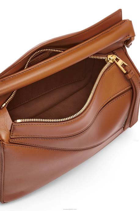 Loewe mujer bolso puzzle pequeño de piel de becerro satinada LP64470 pacana