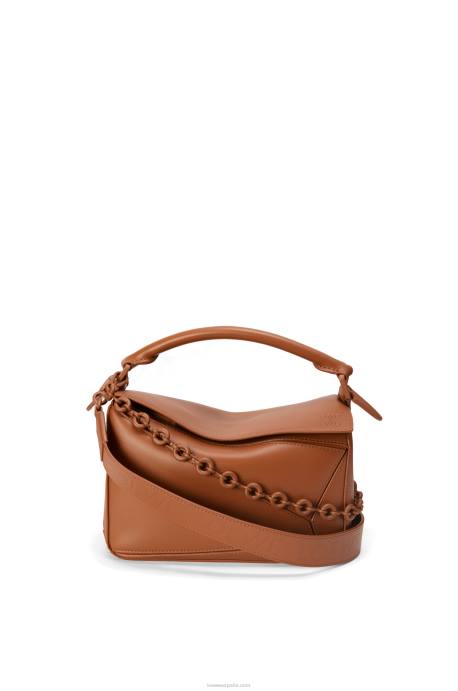 Loewe mujer bolso puzzle pequeño de piel de becerro satinada LP64470 pacana