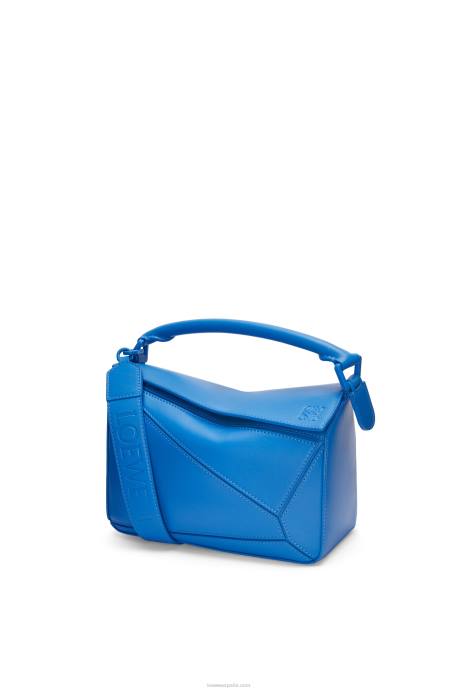 Loewe mujer bolso puzzle pequeño de piel de becerro satinada LP64480 buceo azul