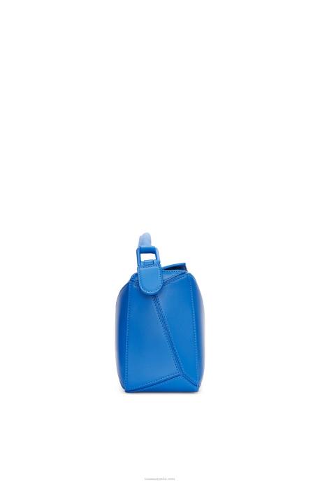 Loewe mujer bolso puzzle pequeño de piel de becerro satinada LP64480 buceo azul