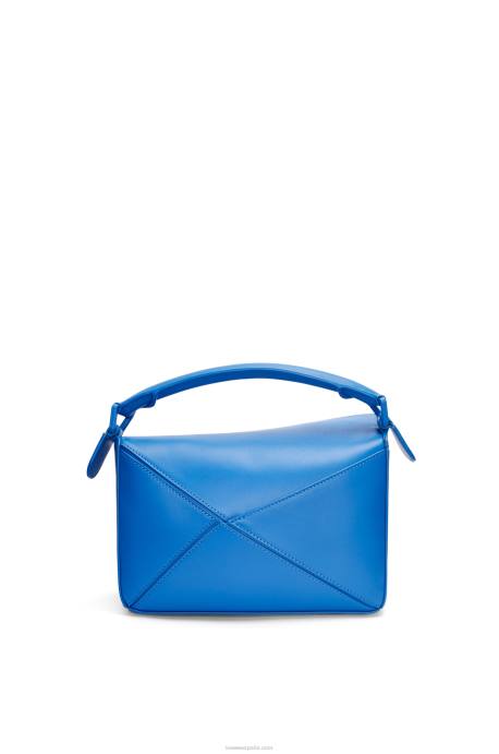 Loewe mujer bolso puzzle pequeño de piel de becerro satinada LP64480 buceo azul