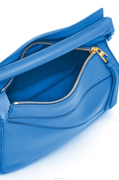Loewe mujer bolso puzzle pequeño de piel de becerro satinada LP64480 buceo azul