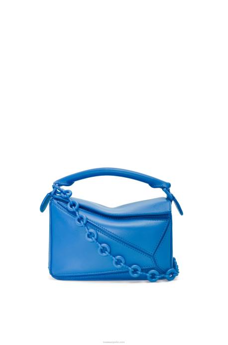 Loewe mujer bolso puzzle pequeño de piel de becerro satinada LP64480 buceo azul