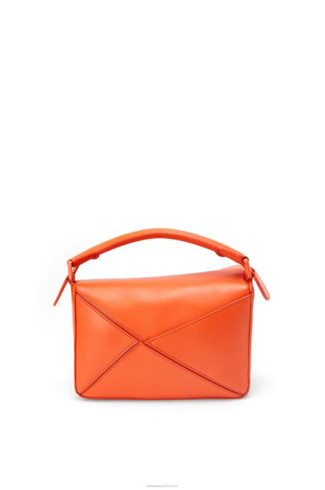Loewe mujer bolso puzzle pequeño de piel de becerro satinada LP64491 naranja