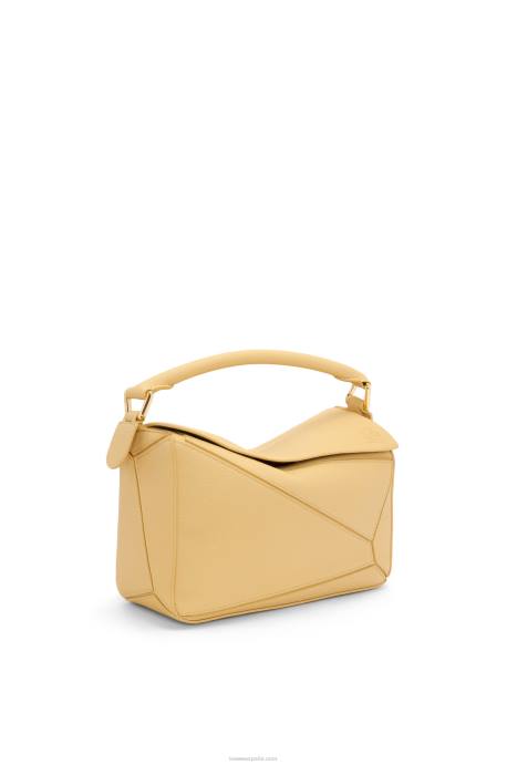 Loewe mujer bolso puzzle pequeño de suave piel de becerro granulada LP64393 mantequilla oscura
