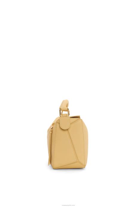 Loewe mujer bolso puzzle pequeño de suave piel de becerro granulada LP64393 mantequilla oscura