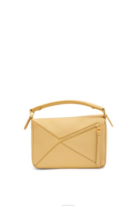 Loewe mujer bolso puzzle pequeño de suave piel de becerro granulada LP64393 mantequilla oscura