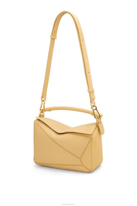 Loewe mujer bolso puzzle pequeño de suave piel de becerro granulada LP64393 mantequilla oscura