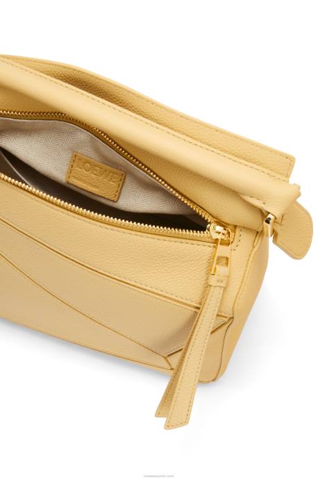 Loewe mujer bolso puzzle pequeño de suave piel de becerro granulada LP64393 mantequilla oscura