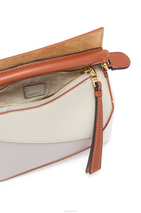 Loewe mujer canto mini puzzle de piel de becerro napa LP64258 fantasma/blanco suave