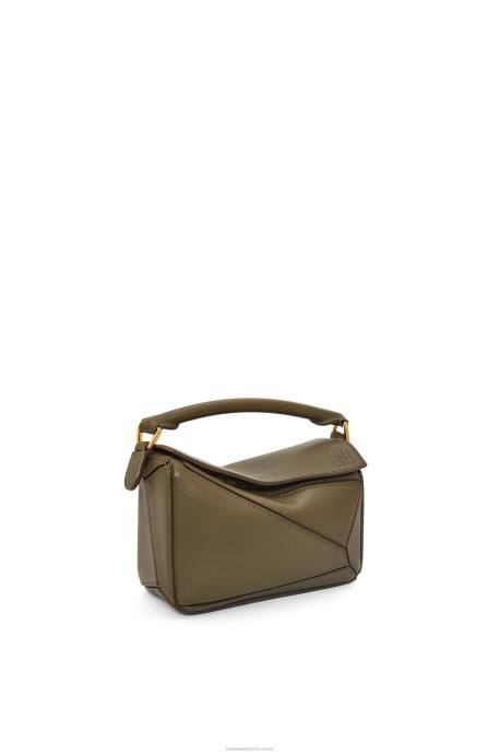 Loewe mujer minibolso puzzle de piel de becerro clásica LP64202 verde caqui oscuro