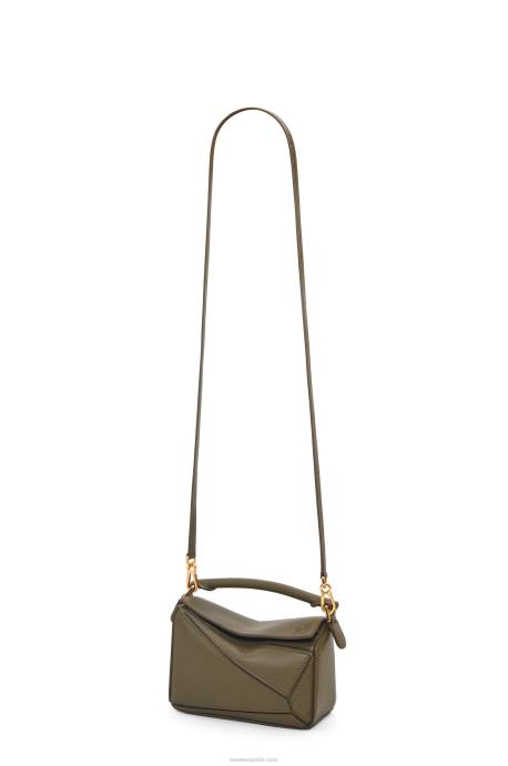 Loewe mujer minibolso puzzle de piel de becerro clásica LP64202 verde caqui oscuro