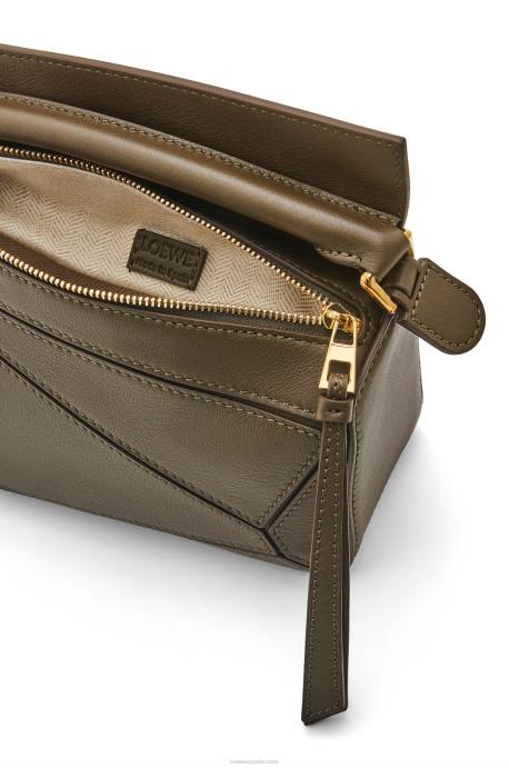 Loewe mujer minibolso puzzle de piel de becerro clásica LP64202 verde caqui oscuro