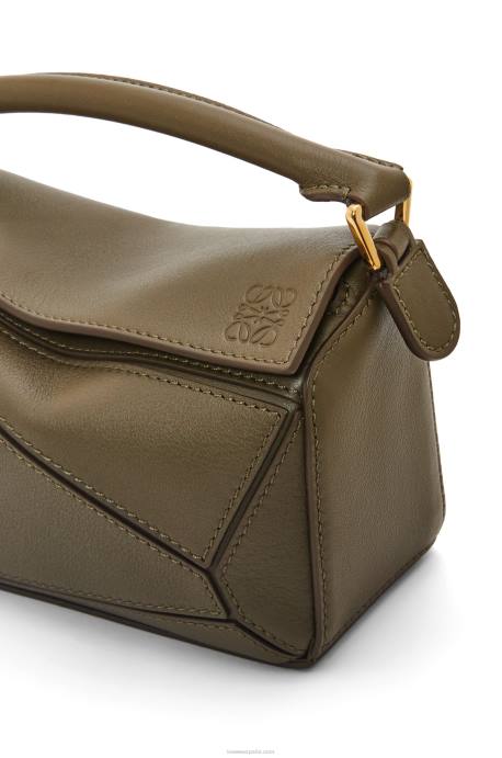 Loewe mujer minibolso puzzle de piel de becerro clásica LP64202 verde caqui oscuro