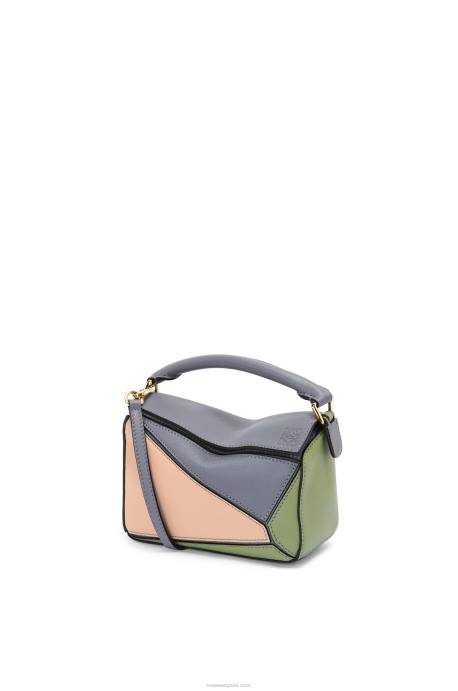Loewe mujer minibolso puzzle de piel de becerro clásica LP64284 gris asfalto/nude