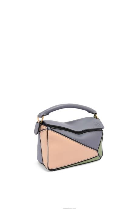 Loewe mujer minibolso puzzle de piel de becerro clásica LP64284 gris asfalto/nude