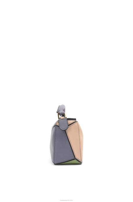 Loewe mujer minibolso puzzle de piel de becerro clásica LP64284 gris asfalto/nude
