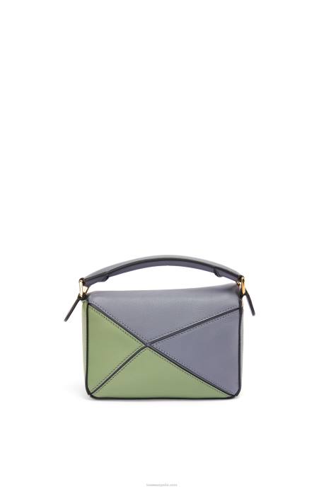 Loewe mujer minibolso puzzle de piel de becerro clásica LP64284 gris asfalto/nude