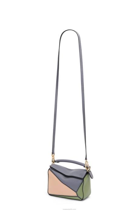 Loewe mujer minibolso puzzle de piel de becerro clásica LP64284 gris asfalto/nude