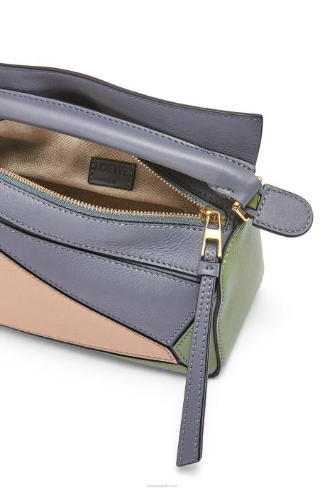 Loewe mujer minibolso puzzle de piel de becerro clásica LP64284 gris asfalto/nude
