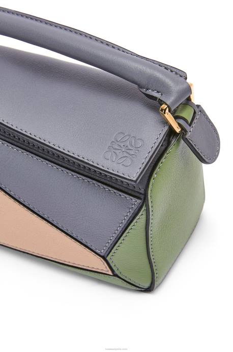 Loewe mujer minibolso puzzle de piel de becerro clásica LP64284 gris asfalto/nude