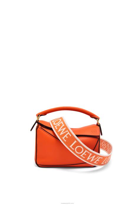 Loewe mujer minibolso puzzle de piel de becerro clásica LP64285 naranja
