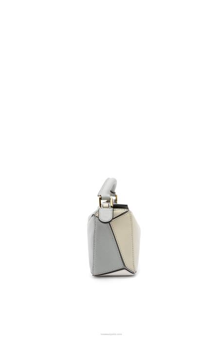 Loewe mujer minibolso puzzle de piel de becerro clásica LP64288 gris ceniza/verde marmol