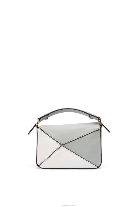 Loewe mujer minibolso puzzle de piel de becerro clásica LP64288 gris ceniza/verde marmol