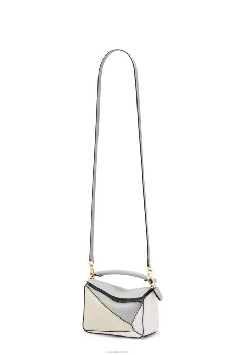 Loewe mujer minibolso puzzle de piel de becerro clásica LP64288 gris ceniza/verde marmol