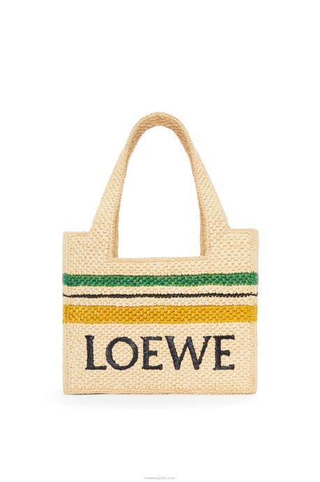 Loewe mujer bolso shopper de rafia con motivo de rayas LP6414 natural/multicolor