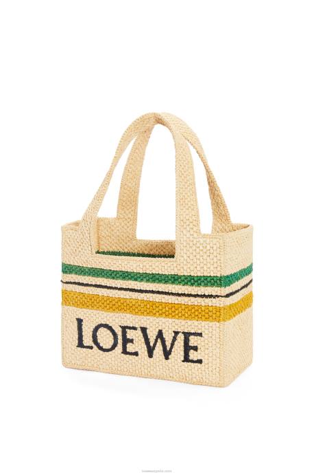 Loewe mujer bolso shopper de rafia con motivo de rayas LP6414 natural/multicolor