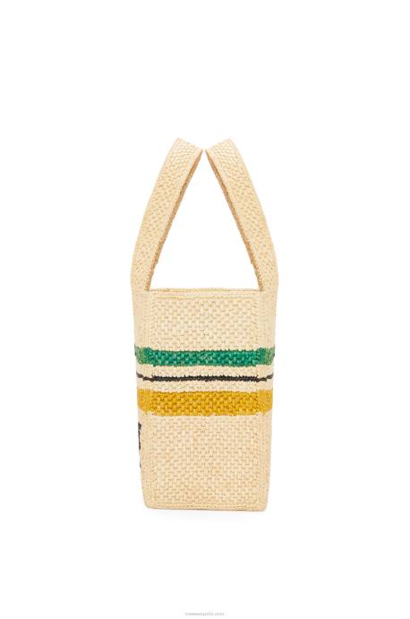 Loewe mujer bolso shopper de rafia con motivo de rayas LP6414 natural/multicolor