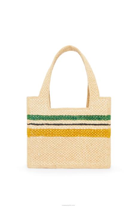 Loewe mujer bolso shopper de rafia con motivo de rayas LP6414 natural/multicolor