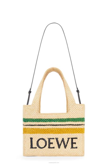 Loewe mujer bolso shopper de rafia con motivo de rayas LP6414 natural/multicolor