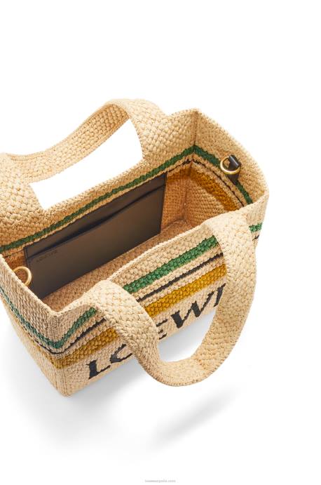 Loewe mujer bolso shopper de rafia con motivo de rayas LP6414 natural/multicolor