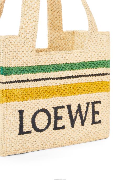 Loewe mujer bolso shopper de rafia con motivo de rayas LP6414 natural/multicolor