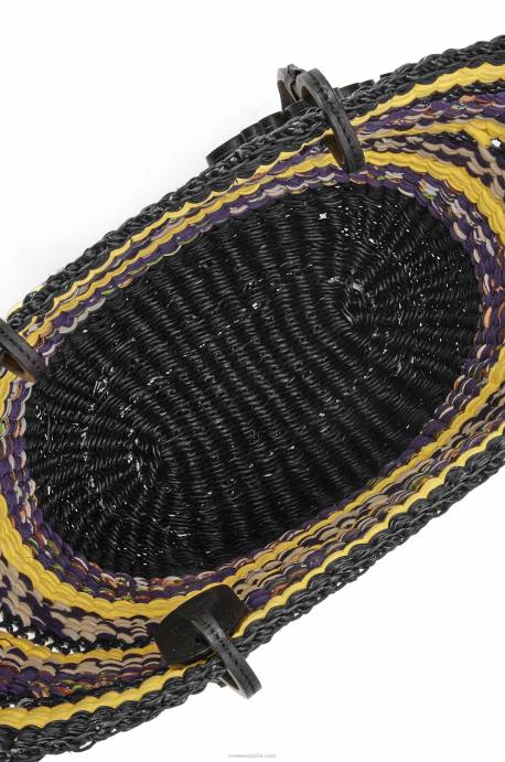 Loewe mujer bolso tote basket de hierba elefante y piel de becerro LP6496 amarillo negro