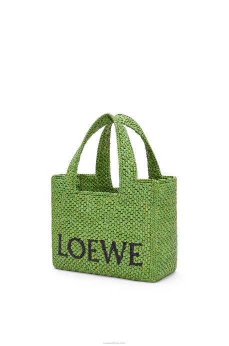 Loewe mujer bolso tote con letra pequeña en rafia LP64108 verde