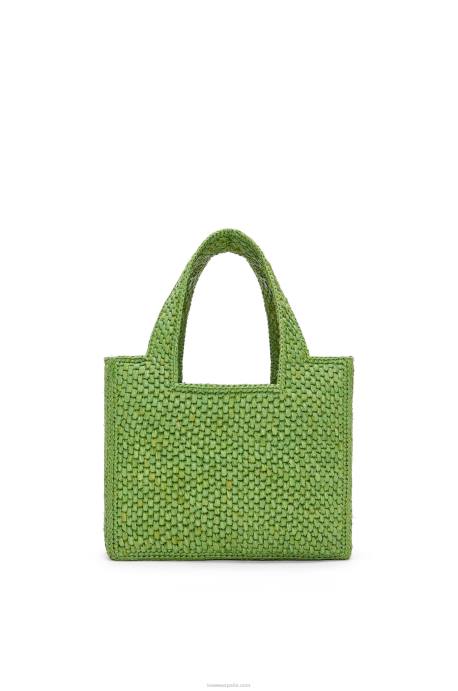 Loewe mujer bolso tote con letra pequeña en rafia LP64108 verde