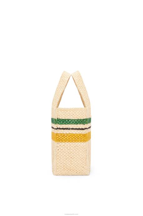 Loewe mujer bolso tote con letra pequeña en rafia LP64111 natural/multicolor