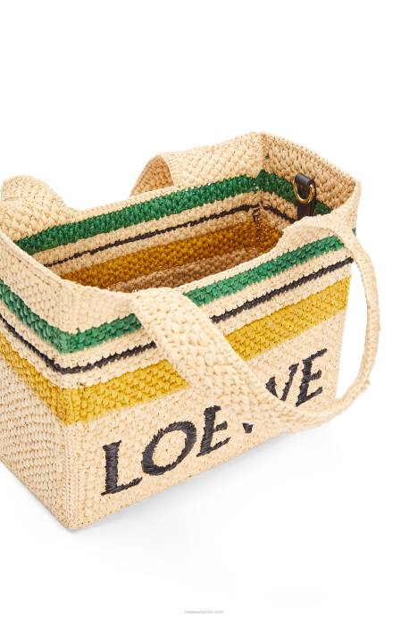Loewe mujer bolso tote con letra pequeña en rafia LP64111 natural/multicolor