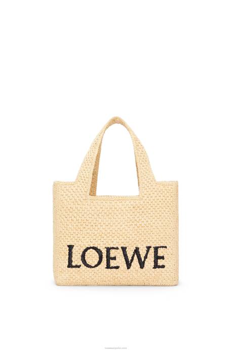 Loewe mujer bolso tote con letra pequeña en rafia LP6433 natural